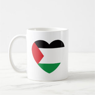 Caneca De Café bandeira branca palestina design gráfico cardíaco