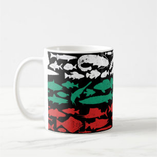 Caneca De Café Bandeira búlgara feita de peixe - Design de pesca