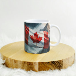 Caneca De Café Bandeira Canadense Rocky Mountain em Watercolor