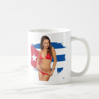 Caneca De Café Bandeira cubana com design da menina do biquini do