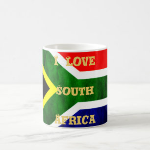 Caneca De Café Bandeira da África do Sul: Motif Dinâmico de Rodov