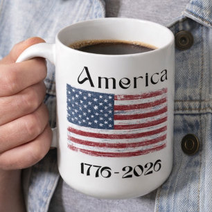 Caneca De Café Bandeira da América de 1776 a 2026 USA 250º Aniver