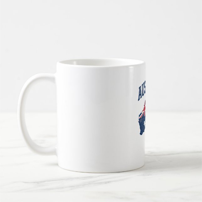 Caneca De Café Bandeira da Austrália Mapa Gráfico Antigo Maltrata (Esquerda)