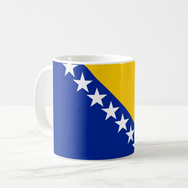 Caneca De Café Bandeira da Bósnia e Herzegovina (Frente Esquerda)