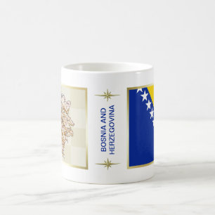 Caneca De Café Bandeira da Bósnia-Herzegovina + Mapa Mug