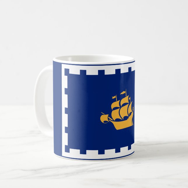 Caneca De Café Bandeira da Cidade do Quebec - Café Mug (Frente Esquerda)