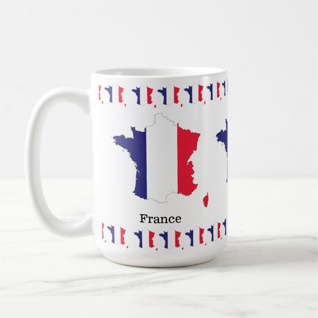 Caneca De Café Bandeira da França no Design de Souvenir de Mapa (Esquerda)