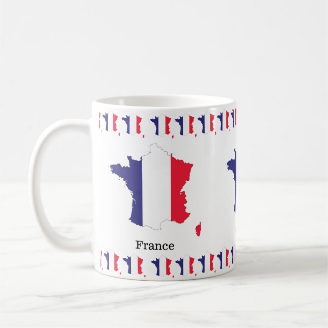 Caneca De Café Bandeira da França no Design de Souvenir de Mapa (Esquerda)