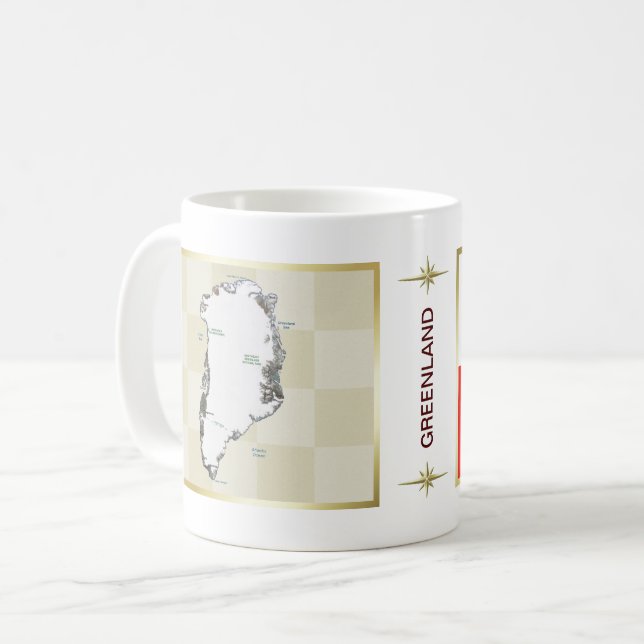 Caneca De Café Bandeira da Groelândia + Mug de Mapa (Frente Esquerda)