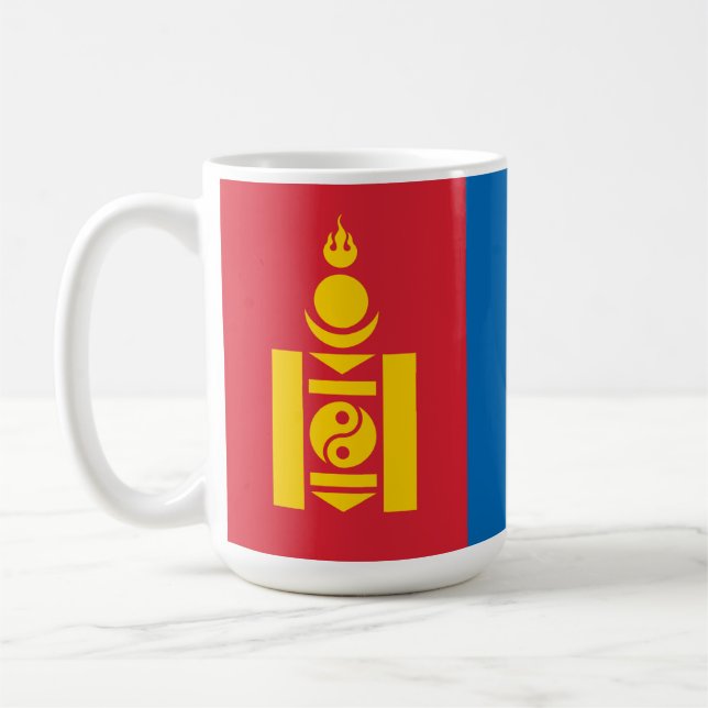 Caneca De Café Bandeira da Mongólia Símbolo Soyombo Mongóis (Esquerda)