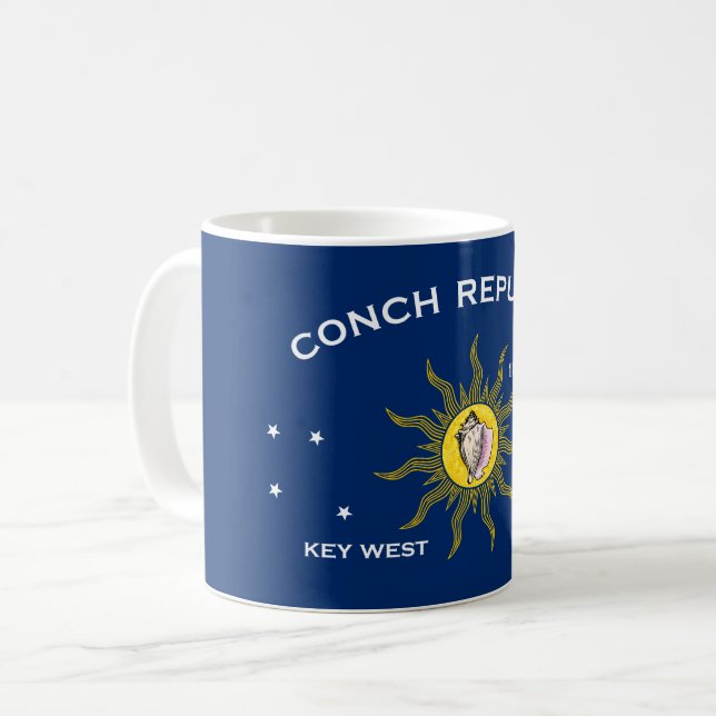 Caneca De Café Bandeira da República Conch Key West Flórida (Frente Esquerda)