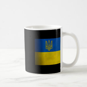 Caneca De Café Bandeira da Ucrânia Azul e Amarela com Brasão de A