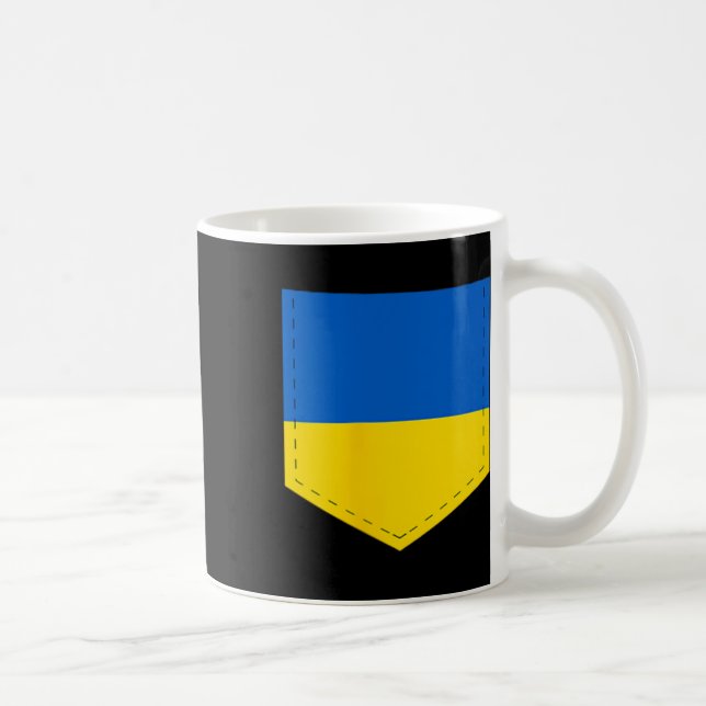 Caneca De Café Bandeira da Ucrânia com bolso da bandeira ucranian (Direita)