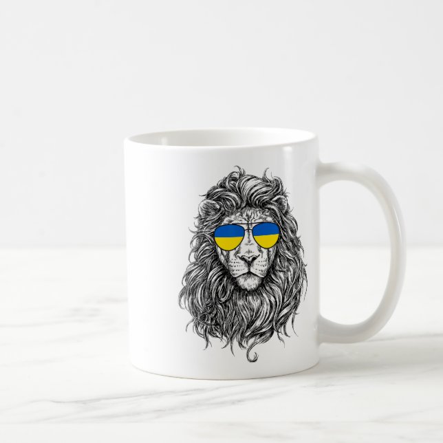 Caneca De Café Bandeira da Ucrânia Leão Sungles Presentes da Ucrâ (Direita)