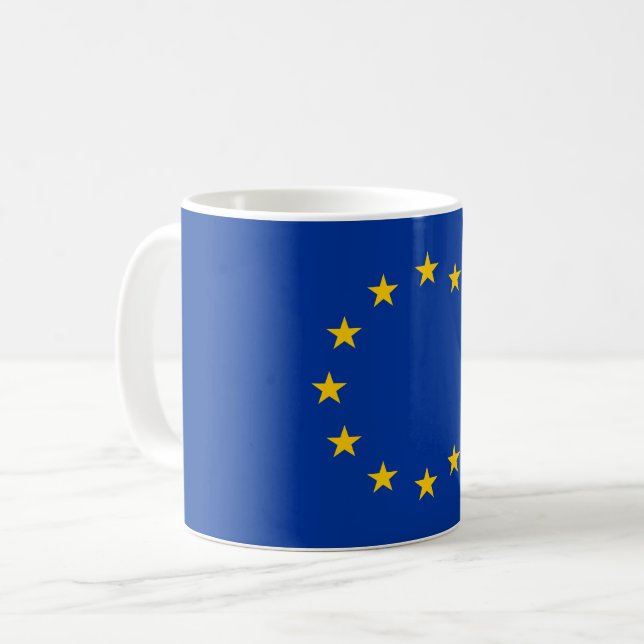 Caneca De Café Bandeira da União Europeia (Frente Esquerda)