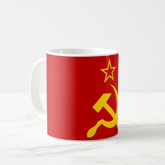 Caneca De Café Bandeira da URSS - Bandeira da União Soviética (Frente Esquerda)