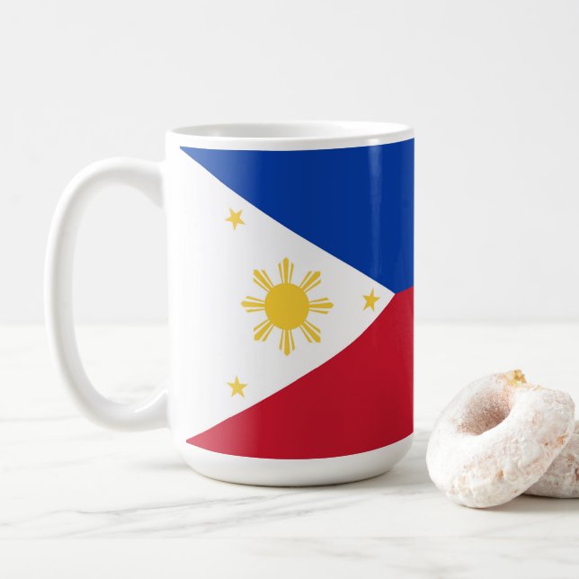 Caneca De Café Bandeira das Filipinas (Com Donut)