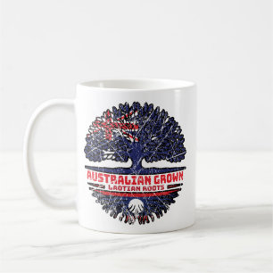 Caneca De Café Bandeira das Raízes da Árvore Australiana Laos