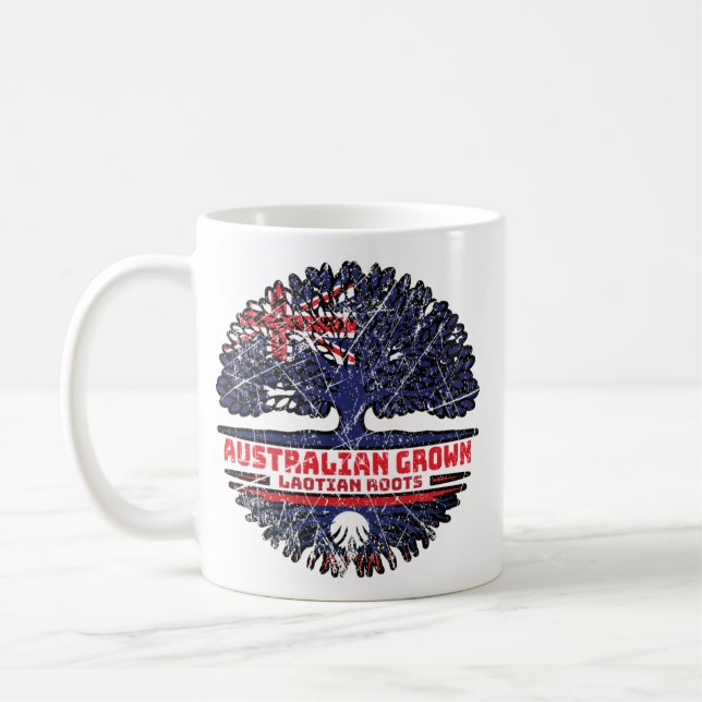 Caneca De Café Bandeira das Raízes da Árvore Australiana Laos (Esquerda)