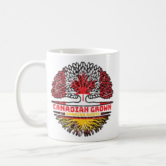 Caneca De Café Bandeira das Raízes da Árvore do Canadá, em espanh (Esquerda)