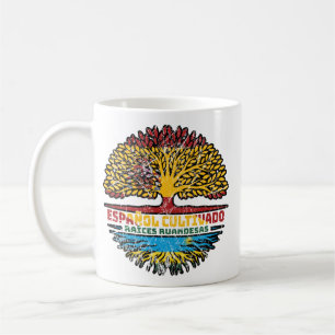 Caneca De Café Bandeira das Raízes da Árvore Espanha do Ruanda Ru