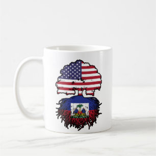 Caneca De Café Bandeira das Raízes da Árvore Norte Americana do H