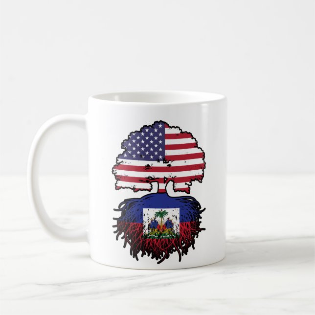 Caneca De Café Bandeira das Raízes da Árvore Norte Americana do H (Esquerda)