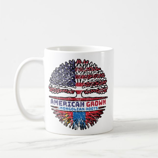 Caneca De Café Bandeira das Raízes da Mongólia Americana da Mongó (Esquerda)