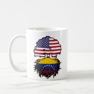 Caneca De Café Bandeira das Raízes de Árvore Venezuela americana