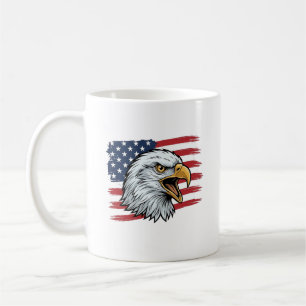 Caneca De Café Bandeira de Águia Patriótica Design Vetorial Vinta