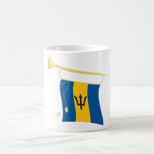 Caneca De Café Bandeira de Barbados com Caribe Patriótico da Flor