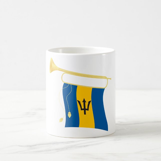 Caneca De Café Bandeira de Barbados com Caribe Patriótico da Flor (Criador carregado)
