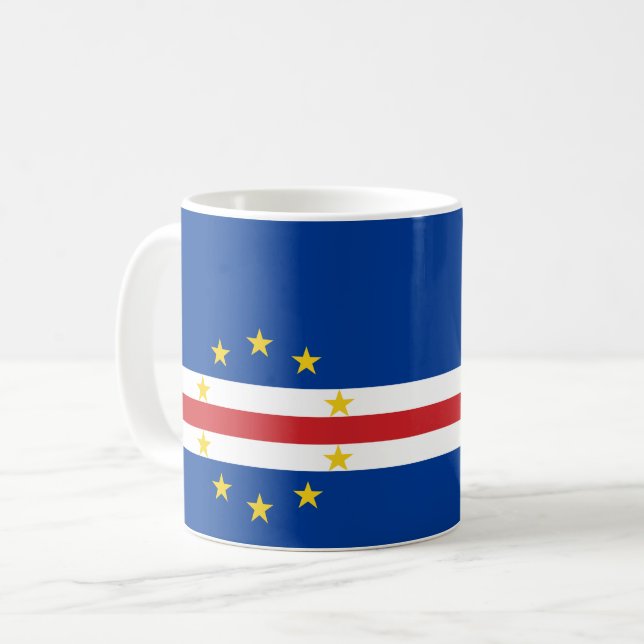Caneca De Café Bandeira de Cabo Verde (Frente Esquerda)