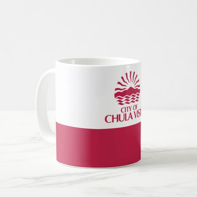 Caneca De Café Bandeira de Chula Vista, Califórnia (Frente Esquerda)