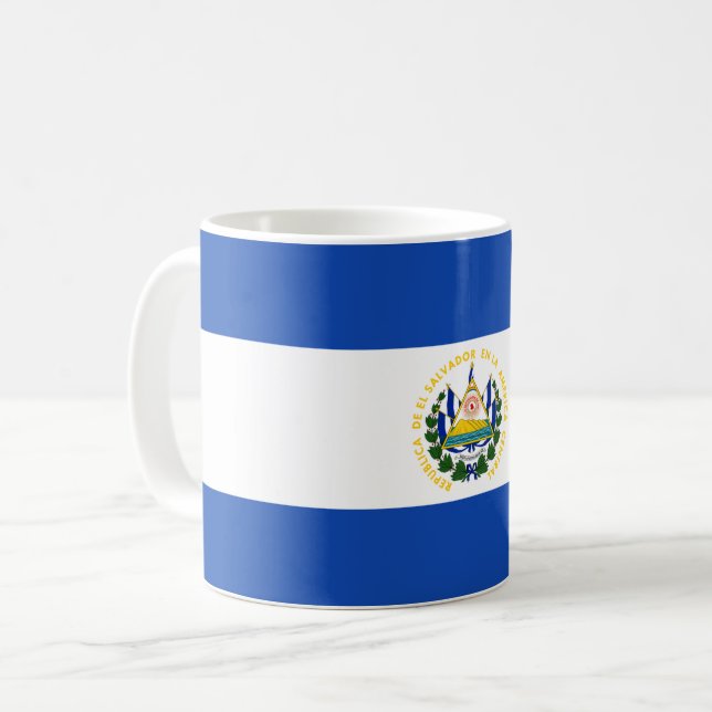 Caneca De Café Bandeira de El Salvador (Frente Esquerda)