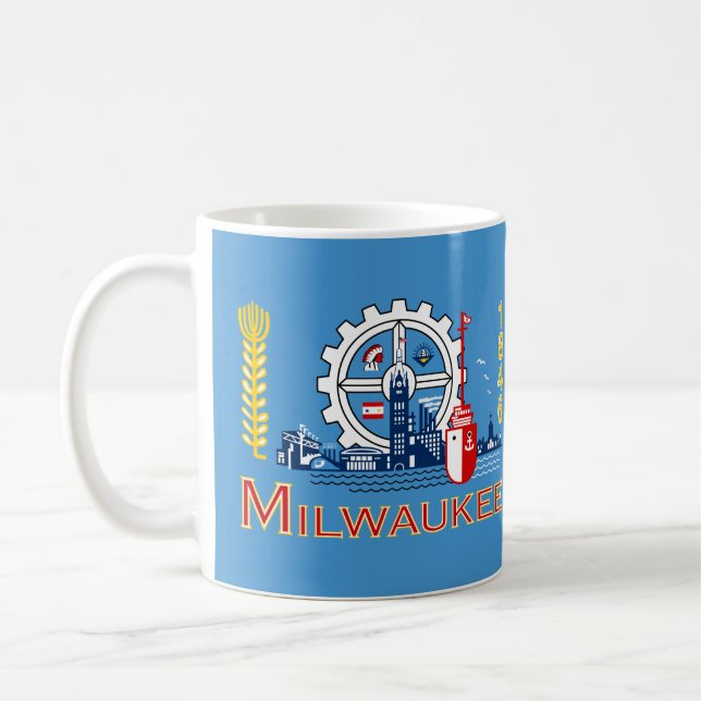 Caneca De Café Bandeira de Milwaukee, Wisconsin Coffee Mug (Esquerda)