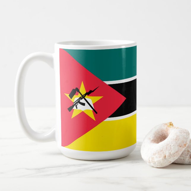 Caneca De Café Bandeira de Moçambique (Com Donut)