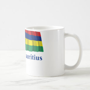 Caneca De Café Bandeira de ondulação de Maurícia com nome