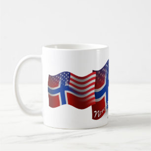 Caneca De Café Bandeira de ondulação Norueguês-Americana