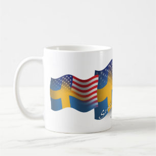 Caneca De Café Bandeira de ondulação Sueco-Americana