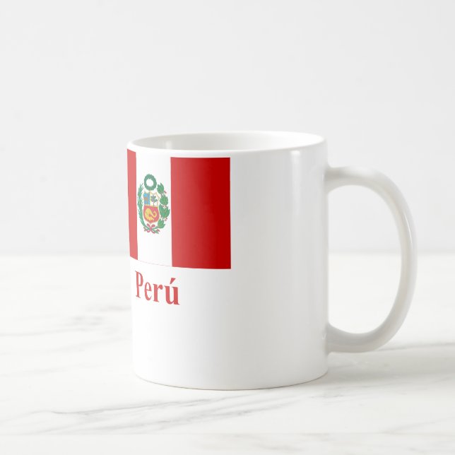 Caneca De Café Bandeira de Peru com nome no espanhol (Direita)