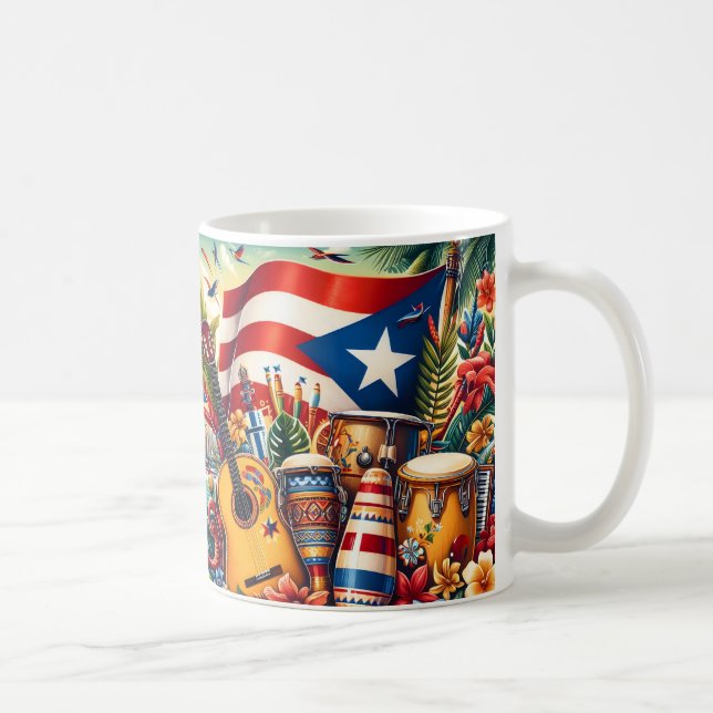 Caneca De Café Bandeira de Porto Rico (Direita)