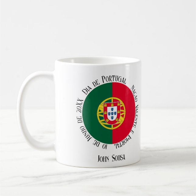 Caneca De Café Bandeira de Portugal para feriado no Dia de Portug (Esquerda)
