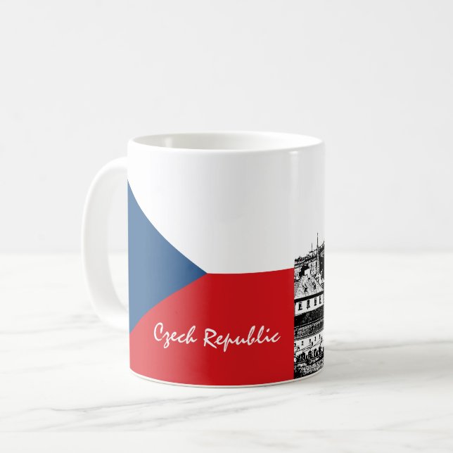 Caneca De Café Bandeira de Praga e República Checa - histórica Tc (Frente Esquerda)