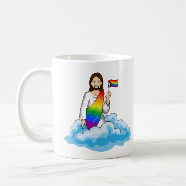 Caneca De Café Bandeira de Progresso do Jesus Arco-íris (Esquerda)