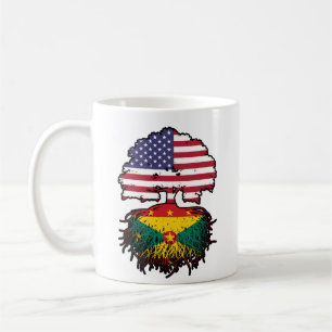Caneca De Café Bandeira de Raízes de Árvore Americana de Granada