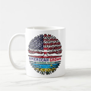 Caneca De Café Bandeira de Raízes de Árvore Americana do Ruanda R