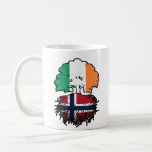 Caneca De Café Bandeira de Raízes de Árvore da Irlanda da Noruega