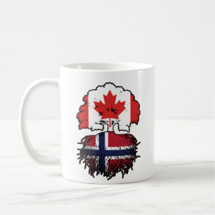 Caneca De Café Bandeira de Raízes de Árvore Norueguesa do Canadá