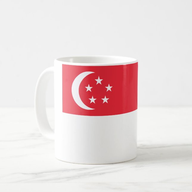 Caneca De Café Bandeira de Singapura (Frente Esquerda)